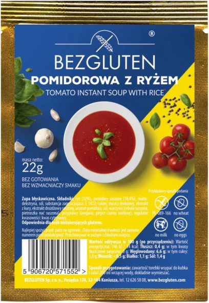 Zupa pomidorowa z ryżem bezglutenowa 20 g.