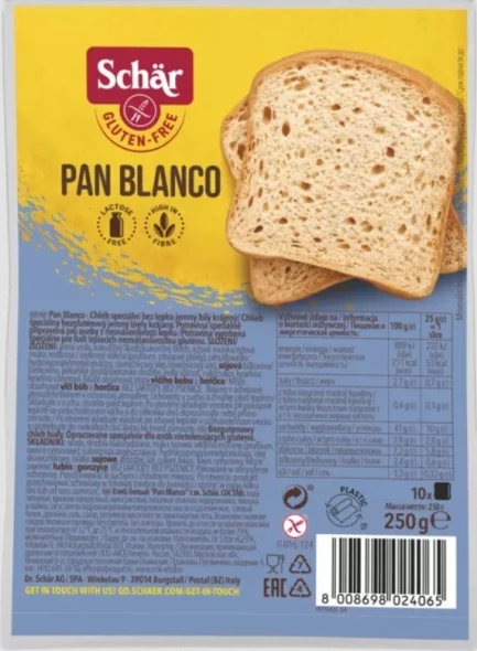 Chleb Pan Blanco biały krojony bezglutenowy 250 g.