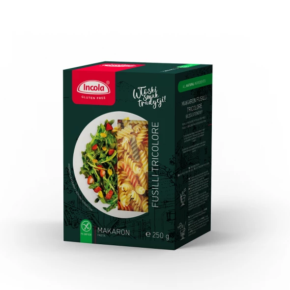Makaron FUSILLI TRICOLORE bezglutenowy Incola 250 g.