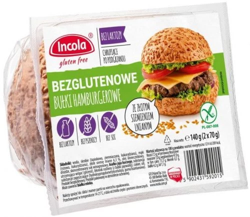 Bułki hamburgerowe z siemieniem bezgl. incola 140 g.