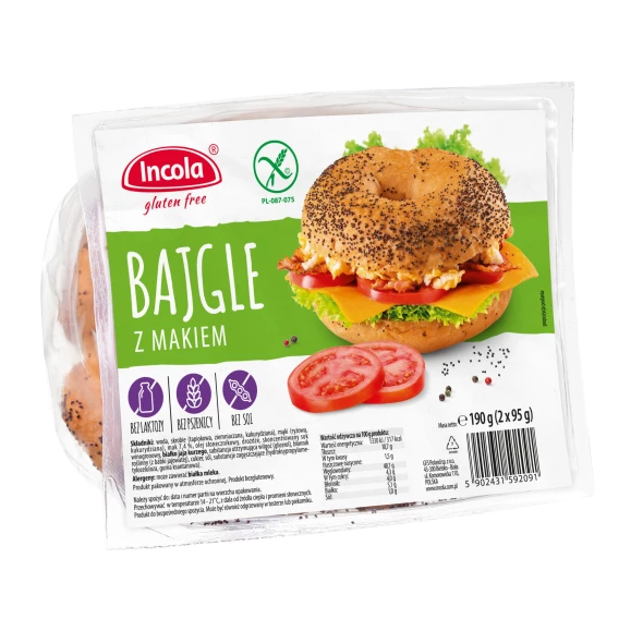 Bajgle z makiem bezglutenowe Incola 190 g.