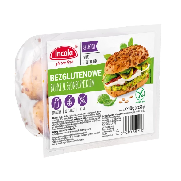 Bułki ze słonecznikiem bezgl. incola 100 g.