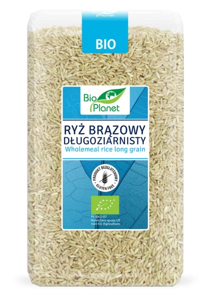 Ryż brązowy bezglutenowy długoziarnisty 1kg.
