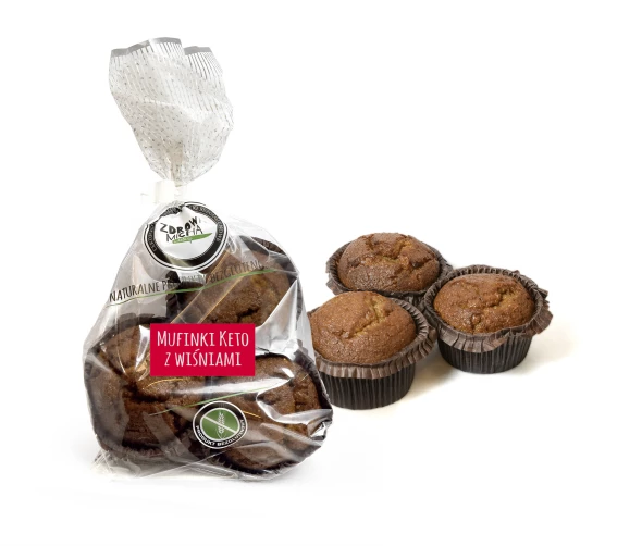 Bezglutenowe mufiny keto z wiśniami 180g