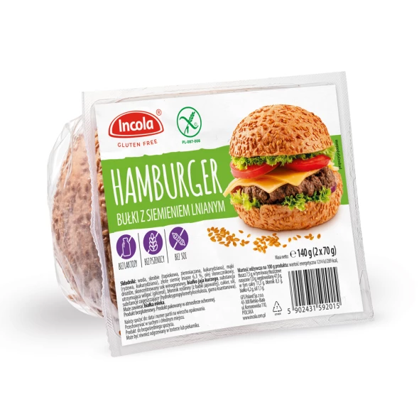Bułki hamburgerowe z siemieniem bezgl. incola 140 g. nr 2
