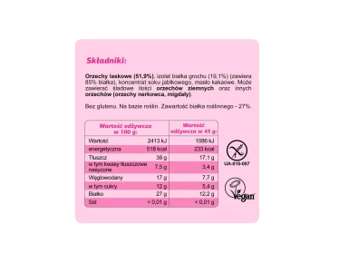 Baton fizi proteinowy orzech laskowy b/g 45g nr 2
